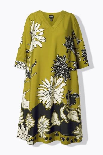 Plus size veliki brojevi Haljina elegantna midi 3/4 rukavi V izrez cvjetni uzorak za punije