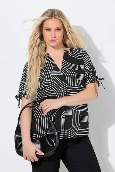Veliki brojevi Bluza kratkih rukava V izreza moda za punije