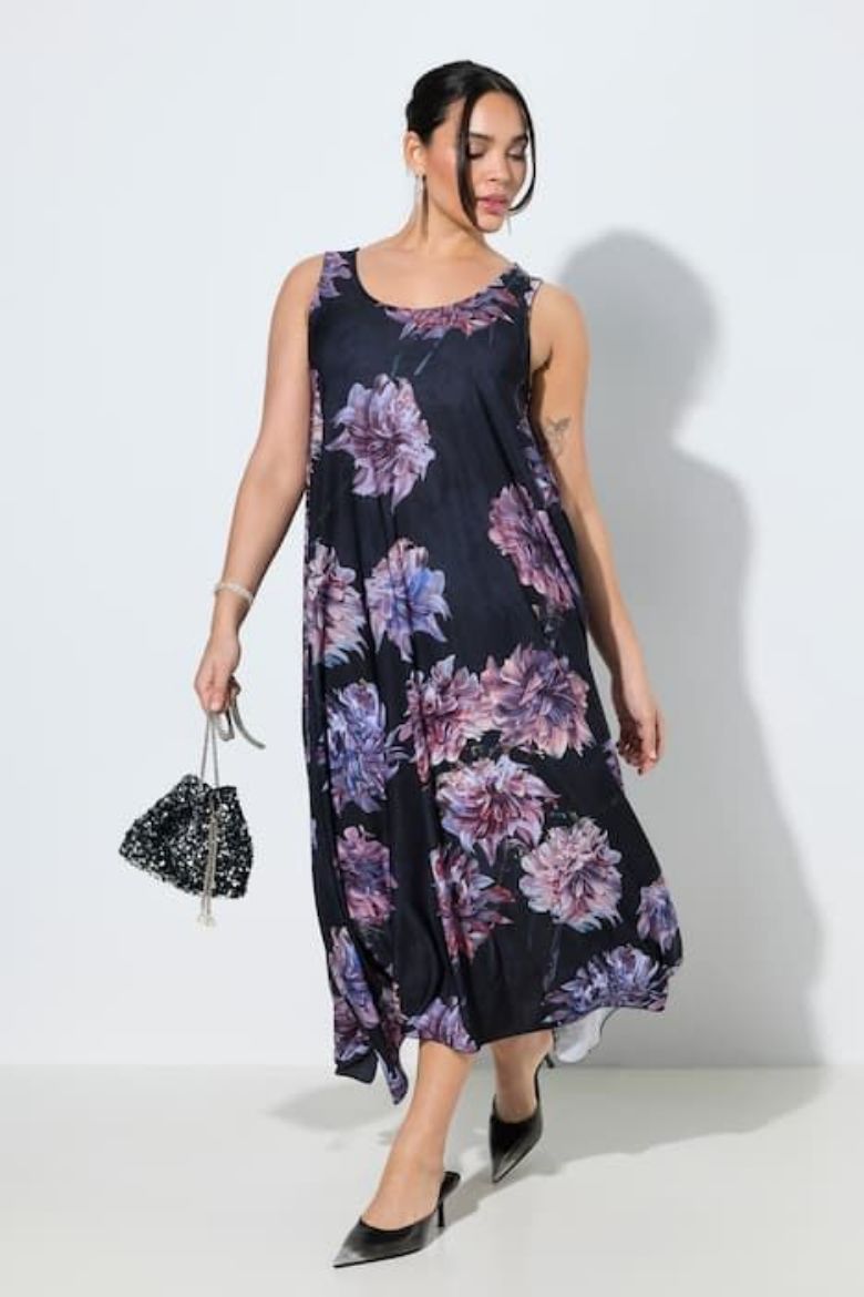 Plus size veliki brojevi Haljina elegantna midi bez rukava okruglog izreza za punije