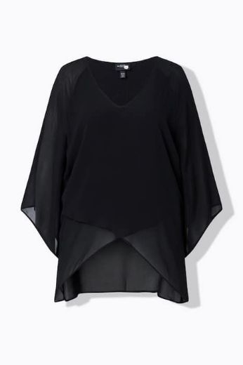 Plus size veliki brojevi Bluza elegantna dvoslojna 3/4 rukavi V izrez za punije