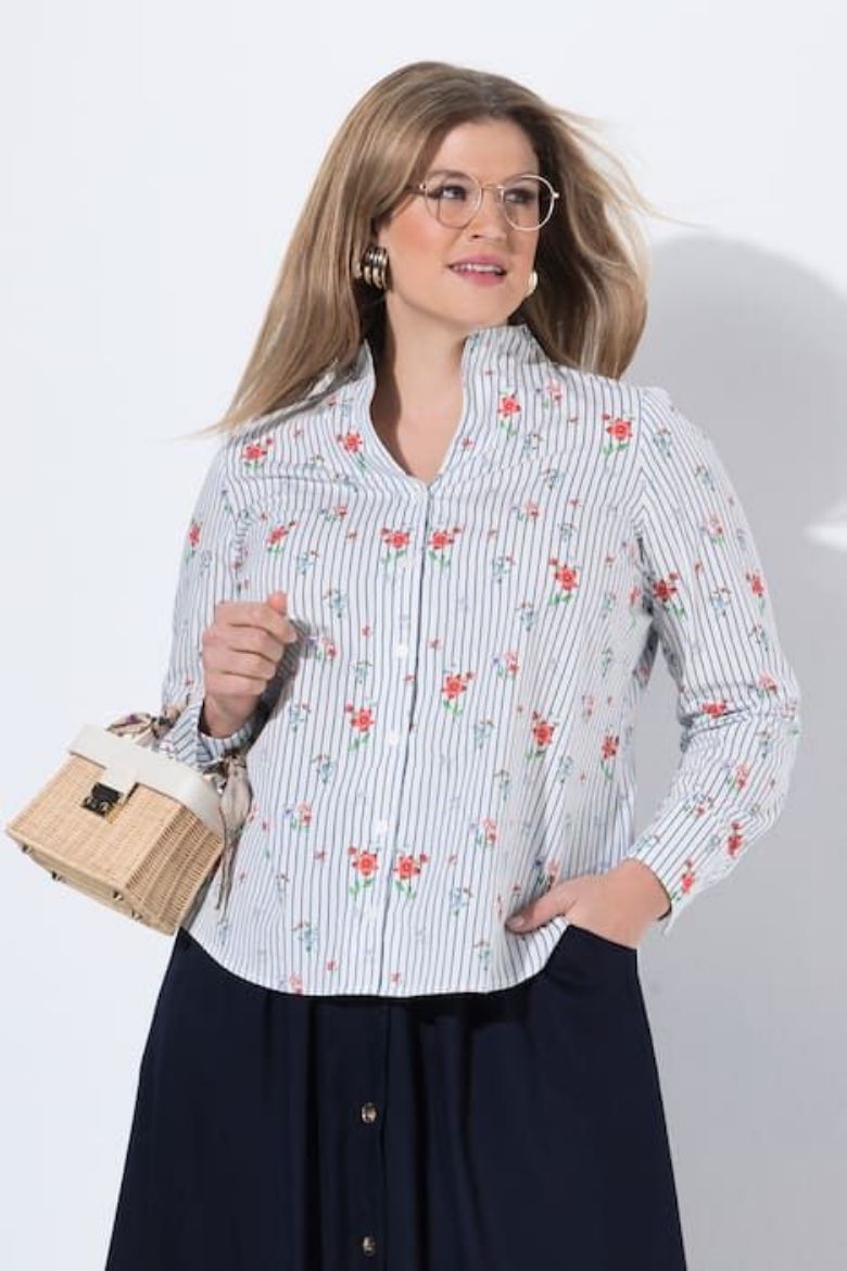 Plus size veliki brojevi Bluza dugi rukavi V izrez za punije