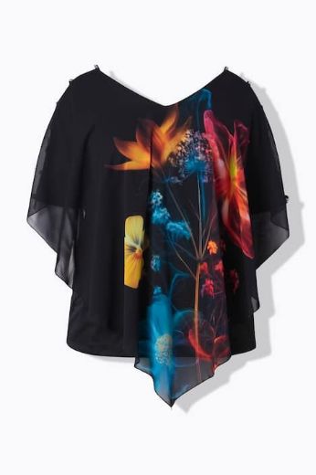 Plus size veliki brojevi Bluza kratkih rukava dvoslojna V izreza za punije