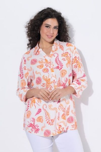 Veliki brojevi Bluza rukavi 3/4 lanena moda za punije