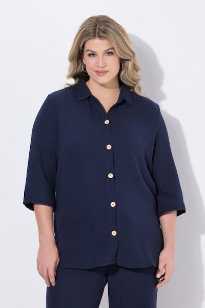Veliki brojevi Bluza 3/4 rukava muselin pamučna moda za punije
