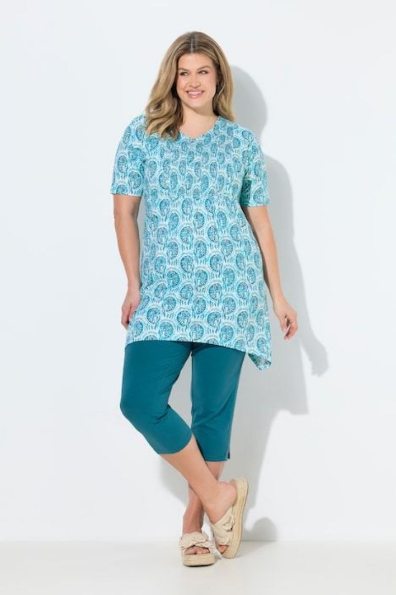 Plus size veliki brojevi Majica kratkih rukava pamučna dužeg kroja za punije