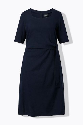 Plus size veliki brojevi Haljina midi kratkih rukava lanena za punije