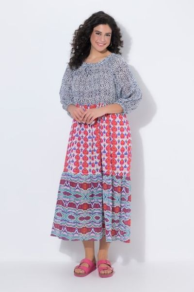 Veliki brojevi Haljina maxi 3/4 rukava A kroja moda za punije