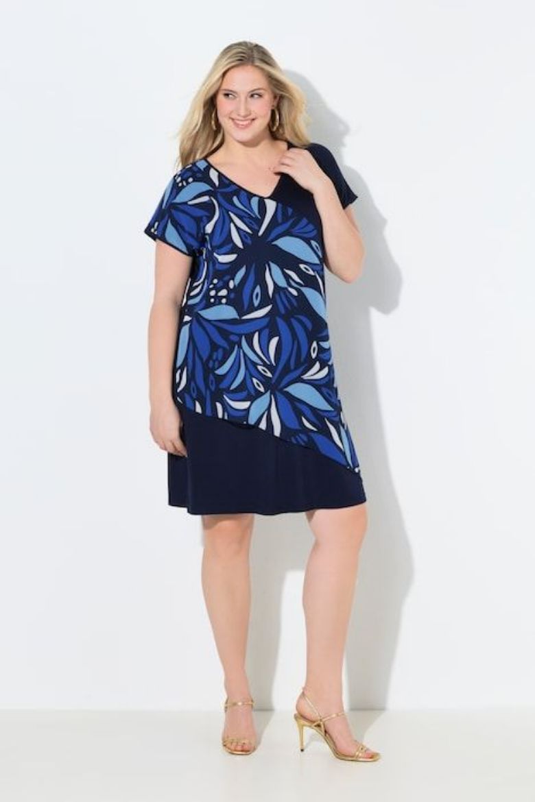 Plus size veliki brojevi Haljina elegantna kratkih rukava šireg kroja za punije