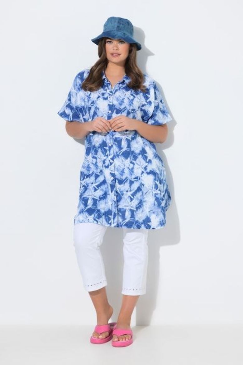 Plus size veliki brojevi Bluza 1/2 rukava dužeg kroja od muslina za punije